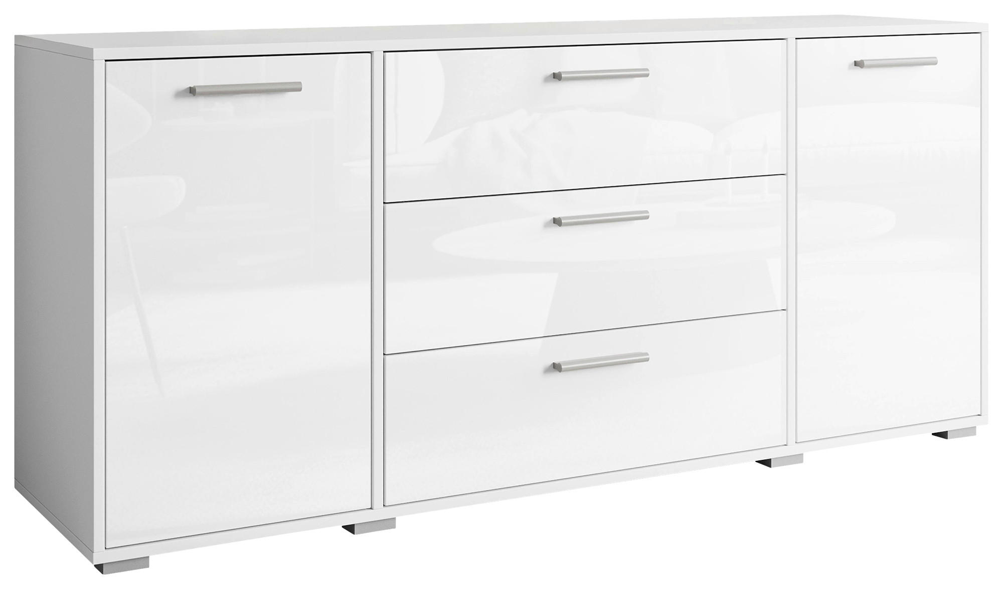 SIDEBOARD 150/68/40 cm  - vit/vit högglans, Basics, trämaterial/plast (150/68/40cm) - P & B