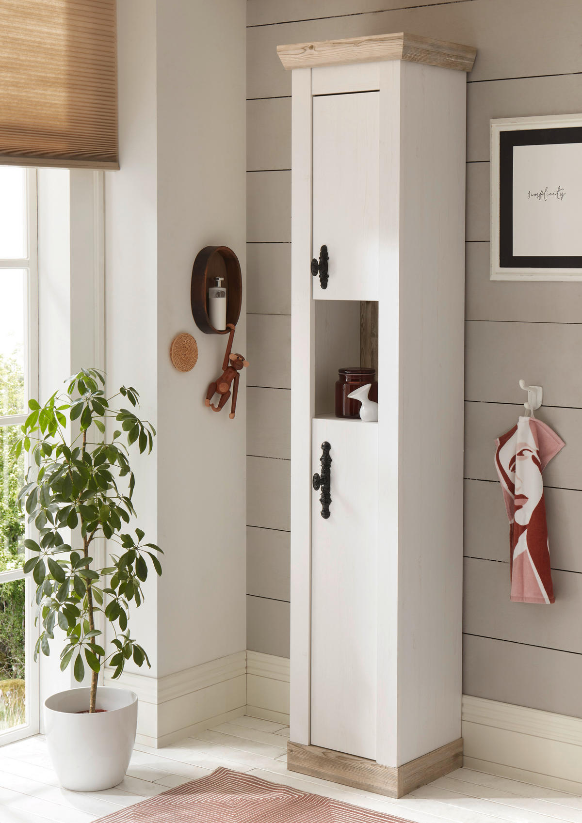BADEZIMMER 3-teilig  in  - Schwarz/Weiß, Design, Holzwerkstoff/Metall (143/200/46cm) - MID.YOU