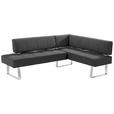 ECKBANK 227/165 cm in Edelstahlfarben, Dunkelbraun - Edelstahlfarben/Dunkelbraun, Design, Textil/Metall (227/165cm) - Moderano
