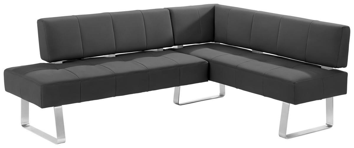 ECKBANK 227/165 cm Mikrofaser Edelstahlfarben, Dunkelbraun Metall   - Edelstahlfarben/Dunkelbraun, Design, Textil/Metall (227/165cm) - Moderano