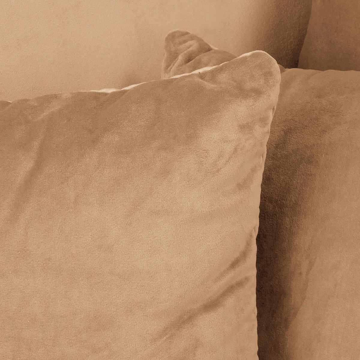 ECKSOFA inkl. Hocker Ariella in Samt Hellbraun  161/231 cm  - Hellbraun/Naturfarben, Design, Holz/Textil (161/231cm) - Livetastic