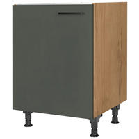 SPÜLENUNTERSCHRANK 60/87/56 cm  in Grün, Eichefarben  - Eichefarben/Schwarz, MODERN, Holzwerkstoff/Metall (60/87/56cm) - Nobilia