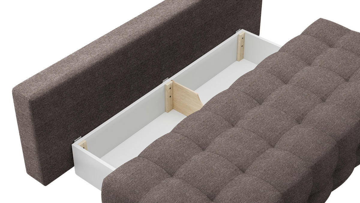 SCHLAFSOFA  mit Stoffauswahl, Schlafen auf Sitzhöhe, Rücken echt Struktur Braun  - Schwarz/Braun, KONVENTIONELL, Kunststoff/Textil (209/96/100cm) - Stylife