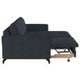 ECKSOFA in Flachgewebe, Leinenoptik Dunkelblau  - Schwarz/Dunkelblau, Design, Textil/Metall (242/170cm) - Xora