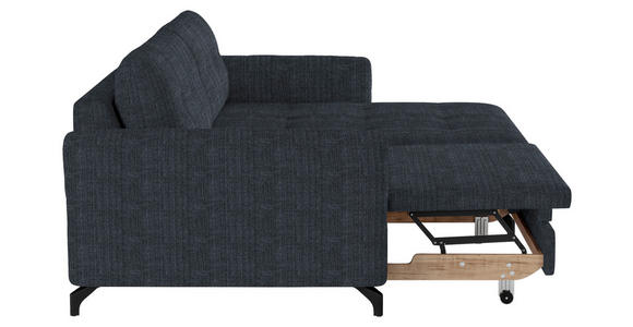 ECKSOFA in Flachgewebe, Leinenoptik Dunkelblau  - Schwarz/Dunkelblau, Design, Textil/Metall (242/170cm) - Xora