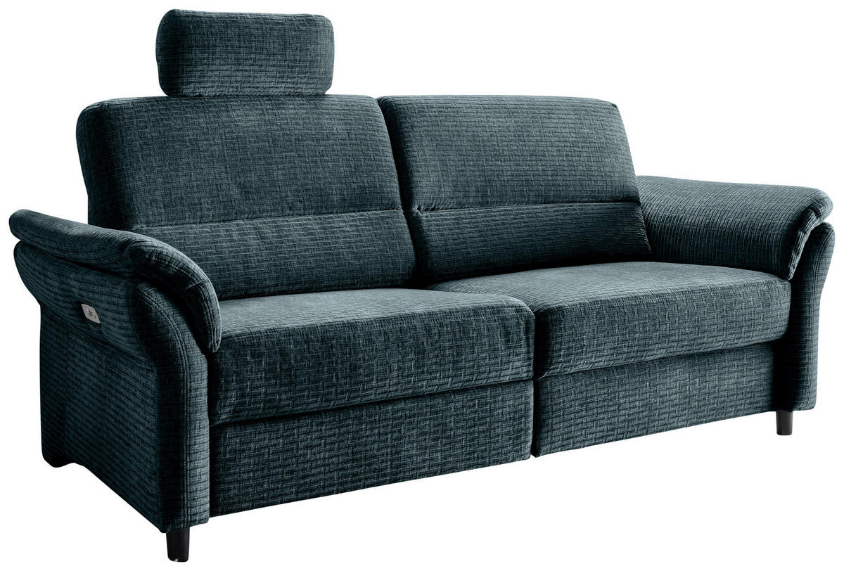 3-SITZER-SOFA in Mikrofaser Blau  - Blau/Schwarz, Modern, Holz/Textil (192/90/89cm) - Livetastic