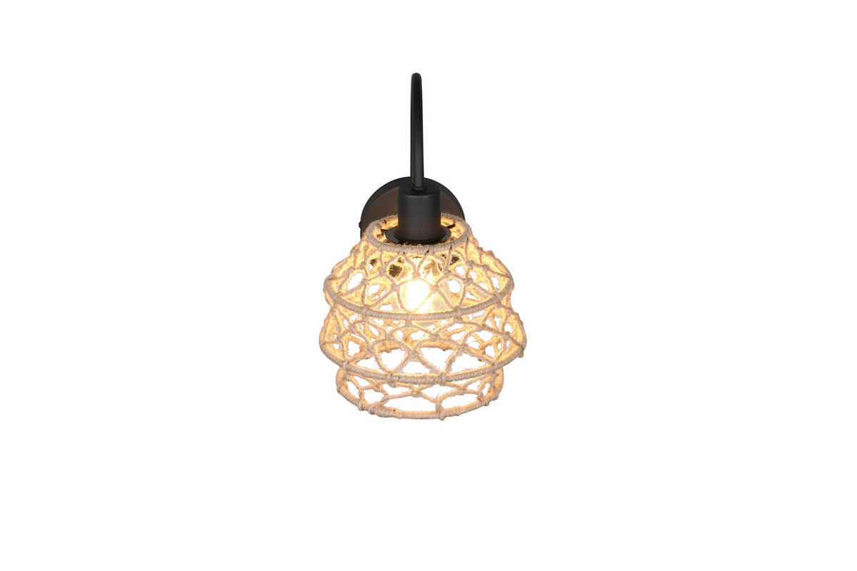 WANDLEUCHTE Hive 30,5/32/20 cm  - Schwarz/Naturfarben, Natur, Textil/Metall (30,5/32/20cm)