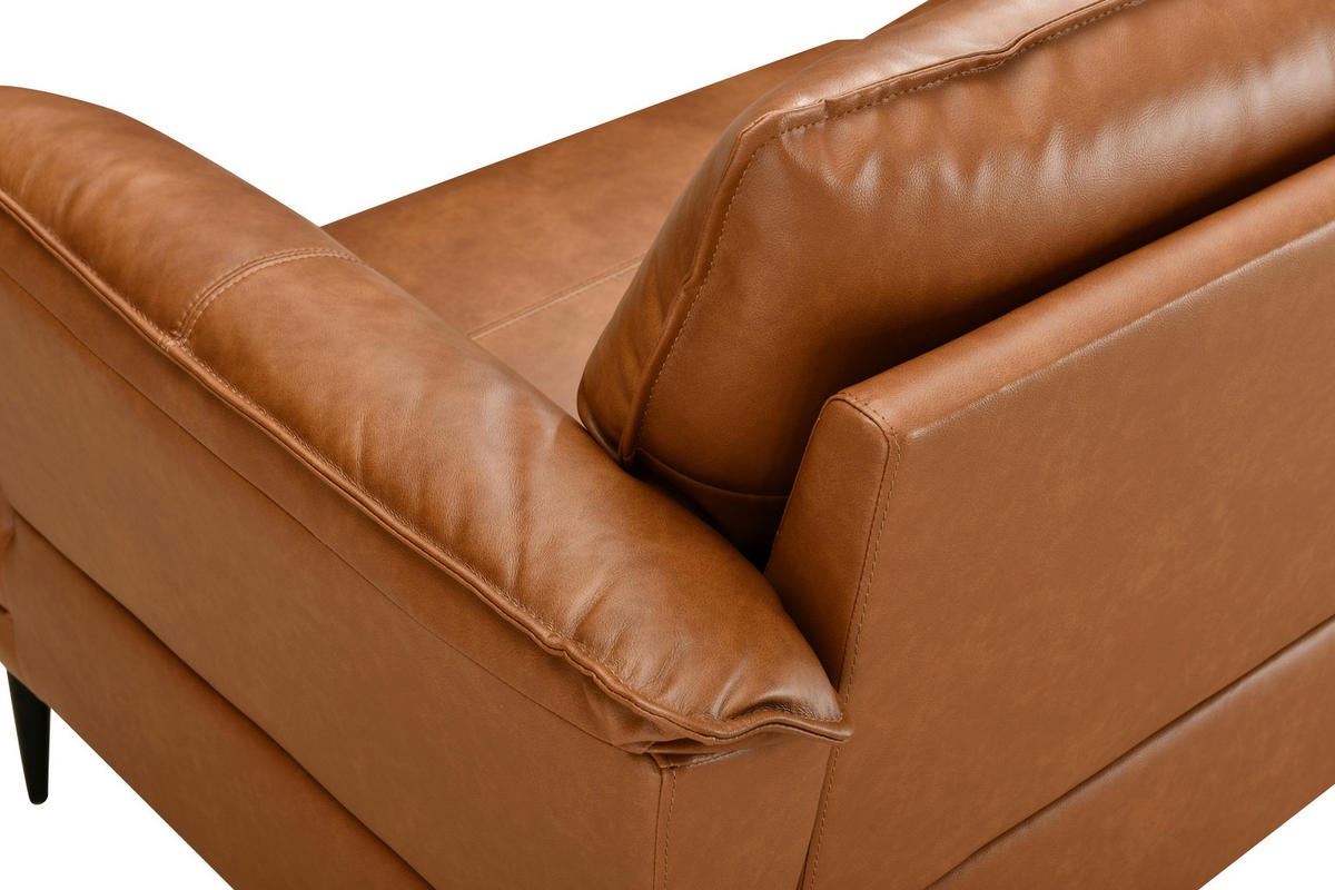 2-SITZER-SOFA Cognac Echtleder Lederlook  - Cognac/Schwarz, Design, Leder/Holz (195/87/90cm) - MID.YOU