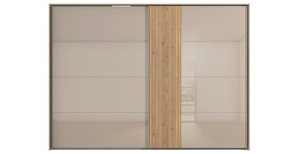SCHWEBETÜRENSCHRANK 301/223/68 cm 2-türig Eichefarben, Fango - Fango/Eichefarben, Design, Glas/Holzwerkstoff (301/223/68cm) - Novel