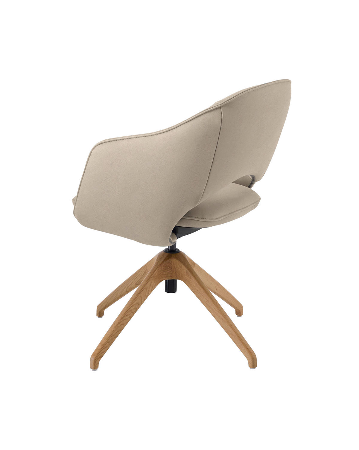 ARMLEHNSTUHL  in Echtleder naturbelassen  - Wildeiche/Beige, Design, Leder/Holz (63/74-90/57-73cm) - Koinor