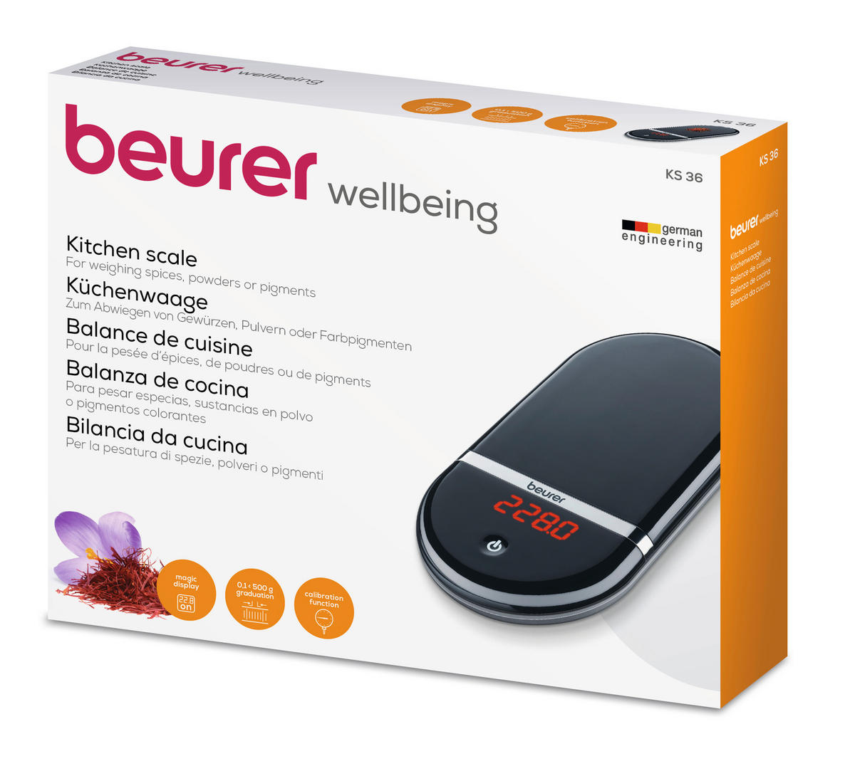 KÜCHENWAAGE  - Schwarz, Basics (18/23,5/4,6cm) - Beurer