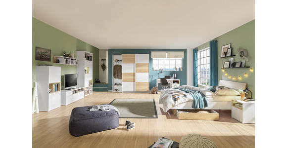 SCHREIBTISCH - Eichefarben/Alufarben, Design, Holzwerkstoff/Metall (120/74/70cm) - Hom`in