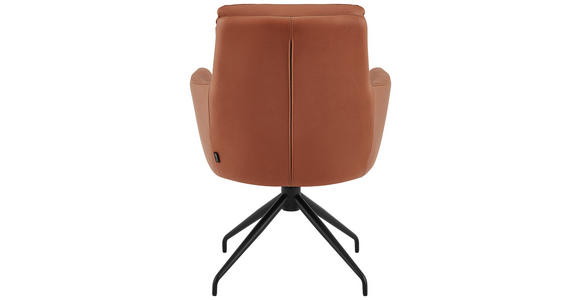 ARMLEHNSTUHL in Eisen Mikrofaser - Cognac/Schwarz, Design, Textil/Metall (62/89,5/65cm) - Novel