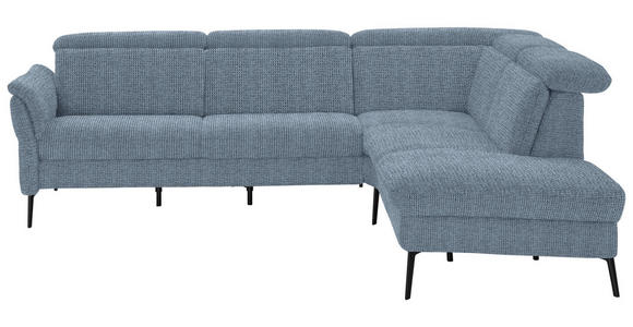 ECKSOFA in Struktur Hellblau 275/235 cm - Schwarz/Hellblau, MODERN, Textil/Metall (275/235cm) - Cantus