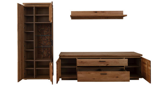 WOHNWAND  in Eichefarben  300/204/50 cm  - Eichefarben/Anthrazit, Natur, Glas/Holz (300/204/50cm) - Linea Natura