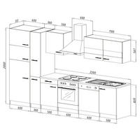 MODULKÖK 310 cm   i svart  - stålfärgad/vit, Basics, metall/trämaterial (310cm) - Respekta