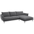 ECKSOFA  in Webstoff Dunkelgrau  304/196 cm  - Dunkelgrau/Schwarz, KONVENTIONELL, Textil/Metall (304/196cm) - Hom`in