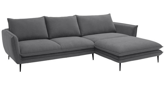 ECKSOFA  in Webstoff Dunkelgrau  304/196 cm  - Dunkelgrau/Schwarz, KONVENTIONELL, Textil/Metall (304/196cm) - Hom`in