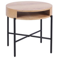 BEISTELLTISCH 54/54/48 cm Eiche furniert Schwarz, Eichefarben rund  - Eichefarben/Schwarz, Natur, Holz/Holzwerkstoff (54/54/48cm) - Stylife