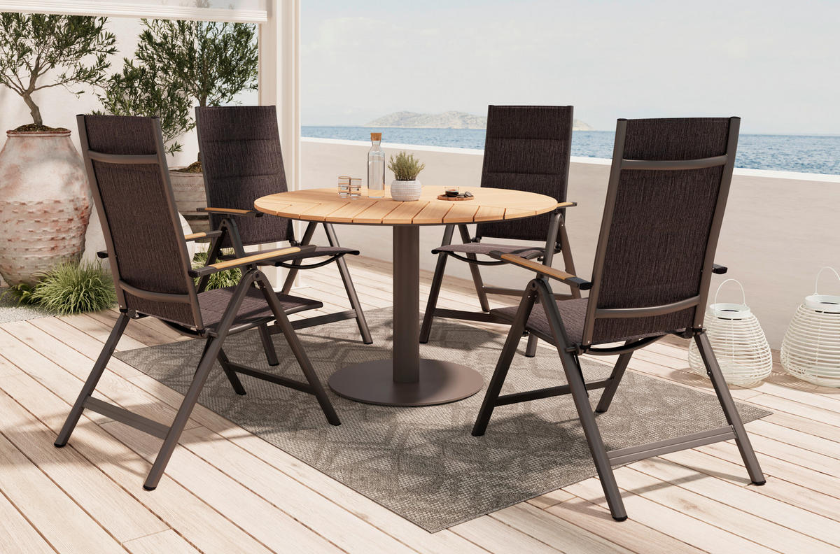 ZÁHRADNÝ STÔL, kov, plast, 120/74/120 cm - čierna/prírodná farba, Modern, kov/plast (120/74/120cm) - Ambia Garden