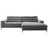 ECKSOFA in Cord Dunkelgrau  - Dunkelgrau/Schwarz, Design, Textil/Metall (296/207cm) - Dieter Knoll