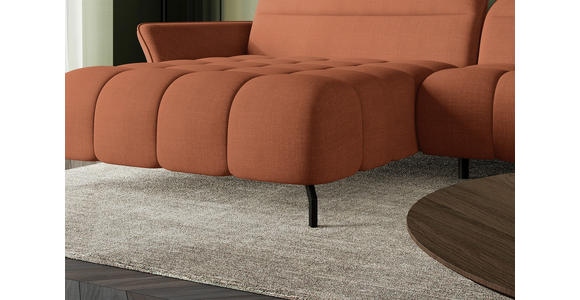 ECKSOFA Rostfarben Flachgewebe Rücken echt, Kopfteilverstellung, Sitztiefenverstellung  - Rostfarben/Schwarz, KONVENTIONELL, Textil/Metall (175/272cm) - Carryhome