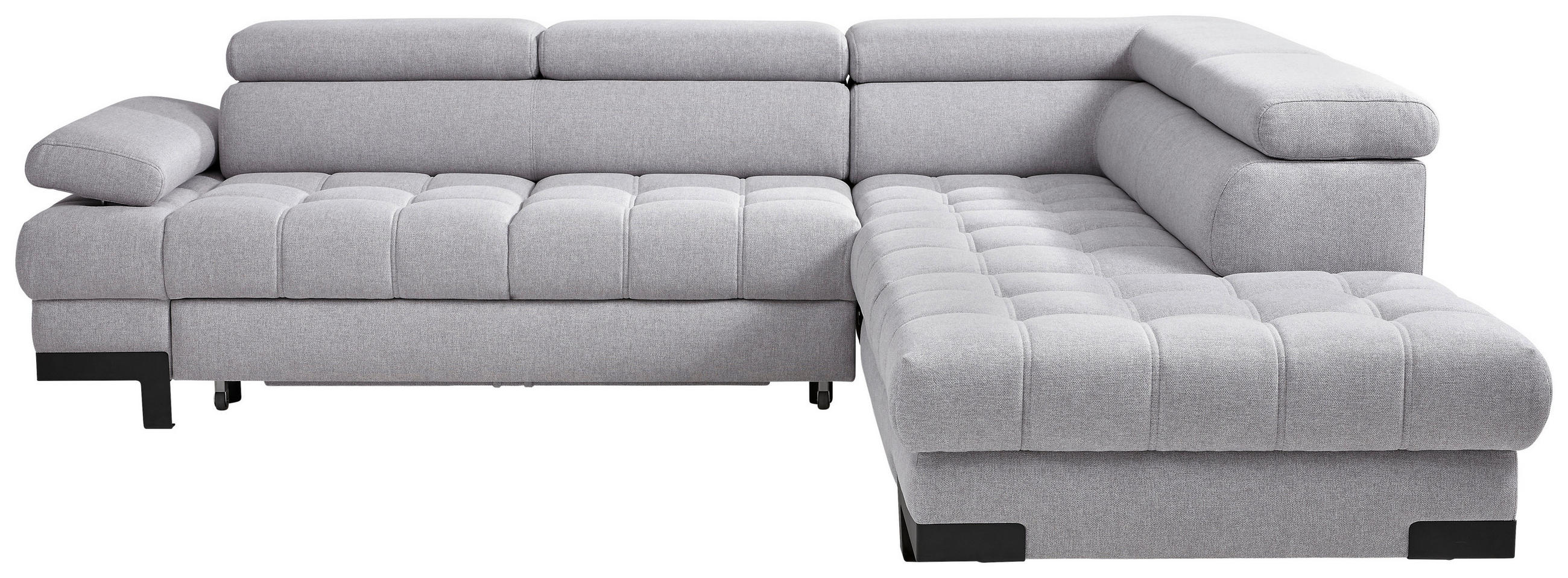 ECKSOFA Grau Webstoff  - Schwarz/Grau, Design, Textil/Metall (263/223cm) - Welnova