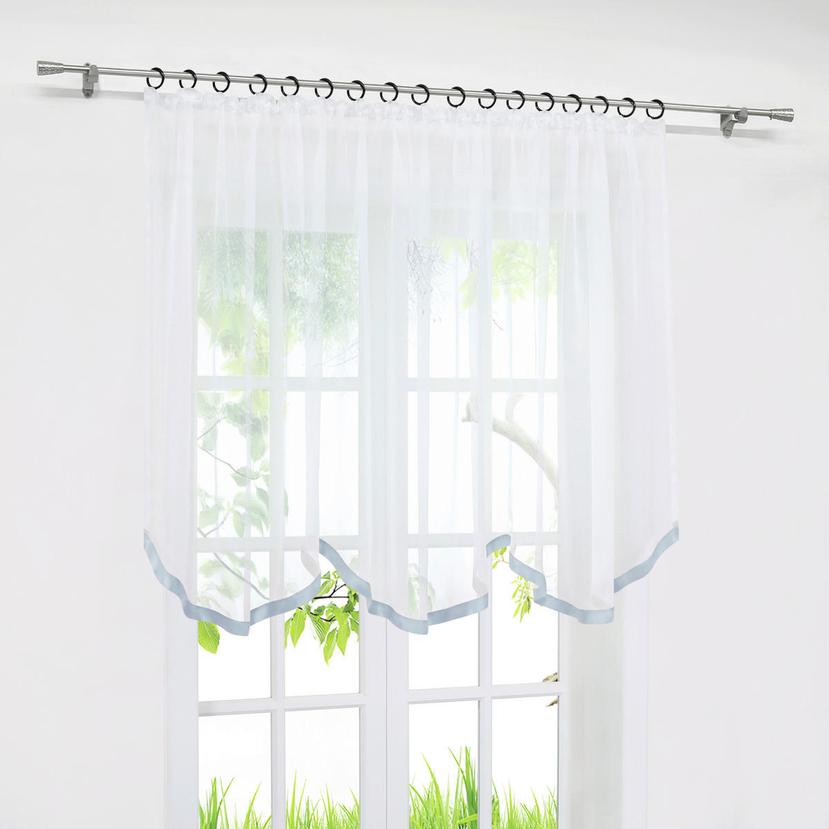 KURZGARDINE   300/100 cm   - Transparent/Hellgrau, Basics, Textil (300/100cm) - Joyswahl