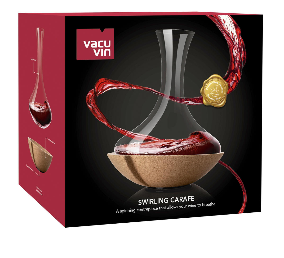 KARAFFE 0.75 l  - Klar/Hellbraun, Basics, Glas/Holz (28.2/23/26.4cm) - Vacu Vin