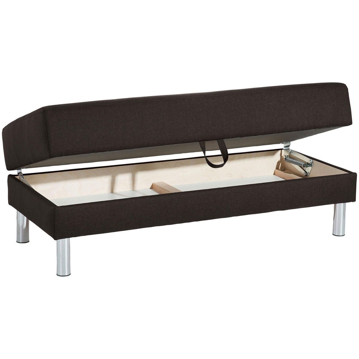 ECKSCHLAFSOFA inkl. Hocker in Dunkelbraun Textil   - Chromfarben/Dunkelbraun, Konventionell, Textil/Metall (152/230cm) - Max Winzer