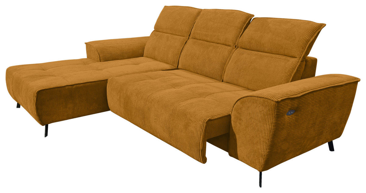 ECKSOFA Currygelb Cord  - Currygelb/Schwarz, KONVENTIONELL, Textil/Metall (196/290cm) - Carryhome
