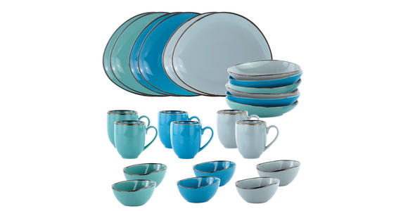 KOMBISERVICE Blau, Grün, Blaugrau AQUA SABBIA 24-teilig 6 Personen  - Blau/Blaugrau, Trend, Keramik - Novel