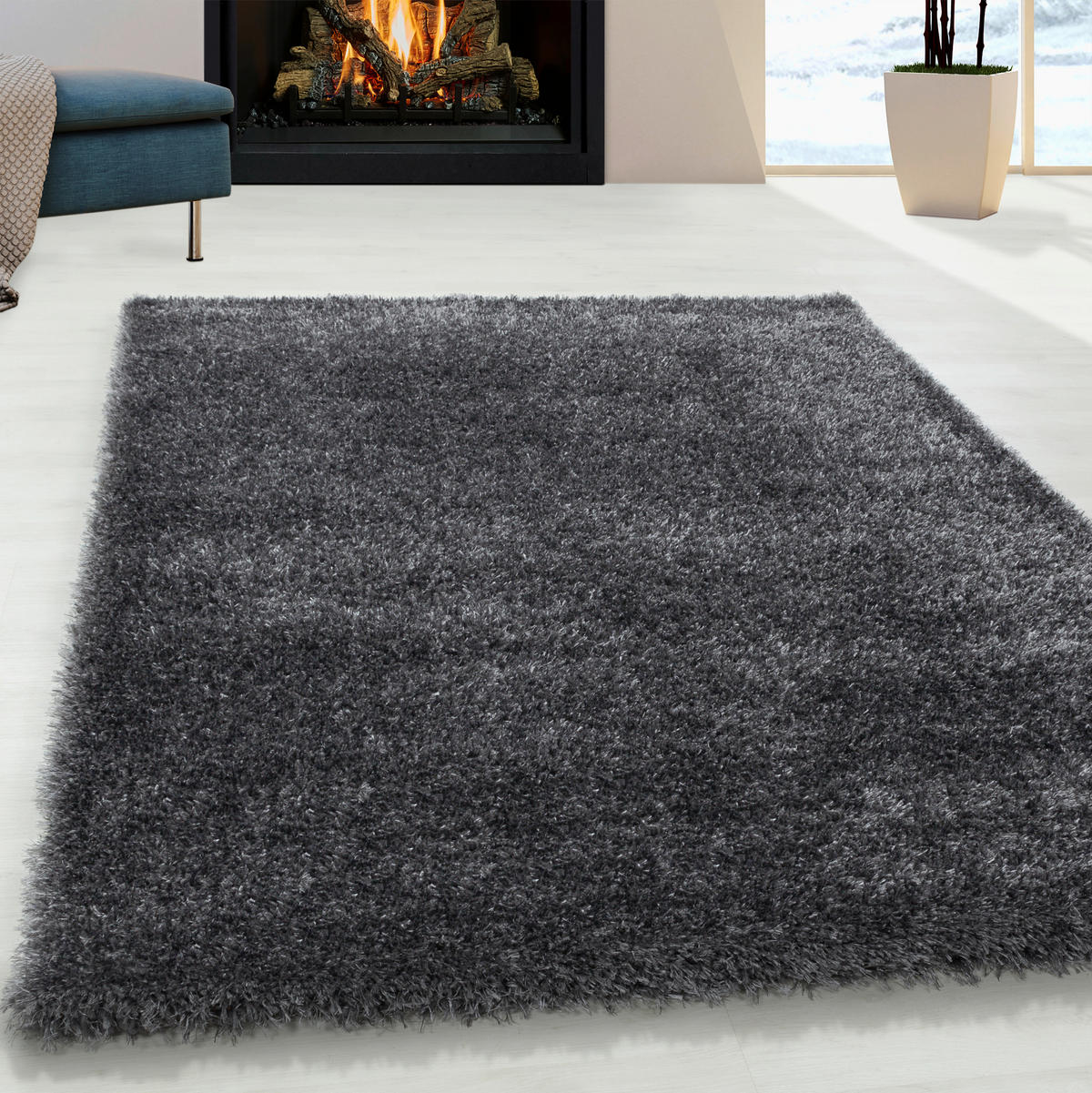 KOBEREC S VYSOKÝM VLASEM, 160/230 cm, šedá - šedá, Basics, textil (160/230cm) - Novel