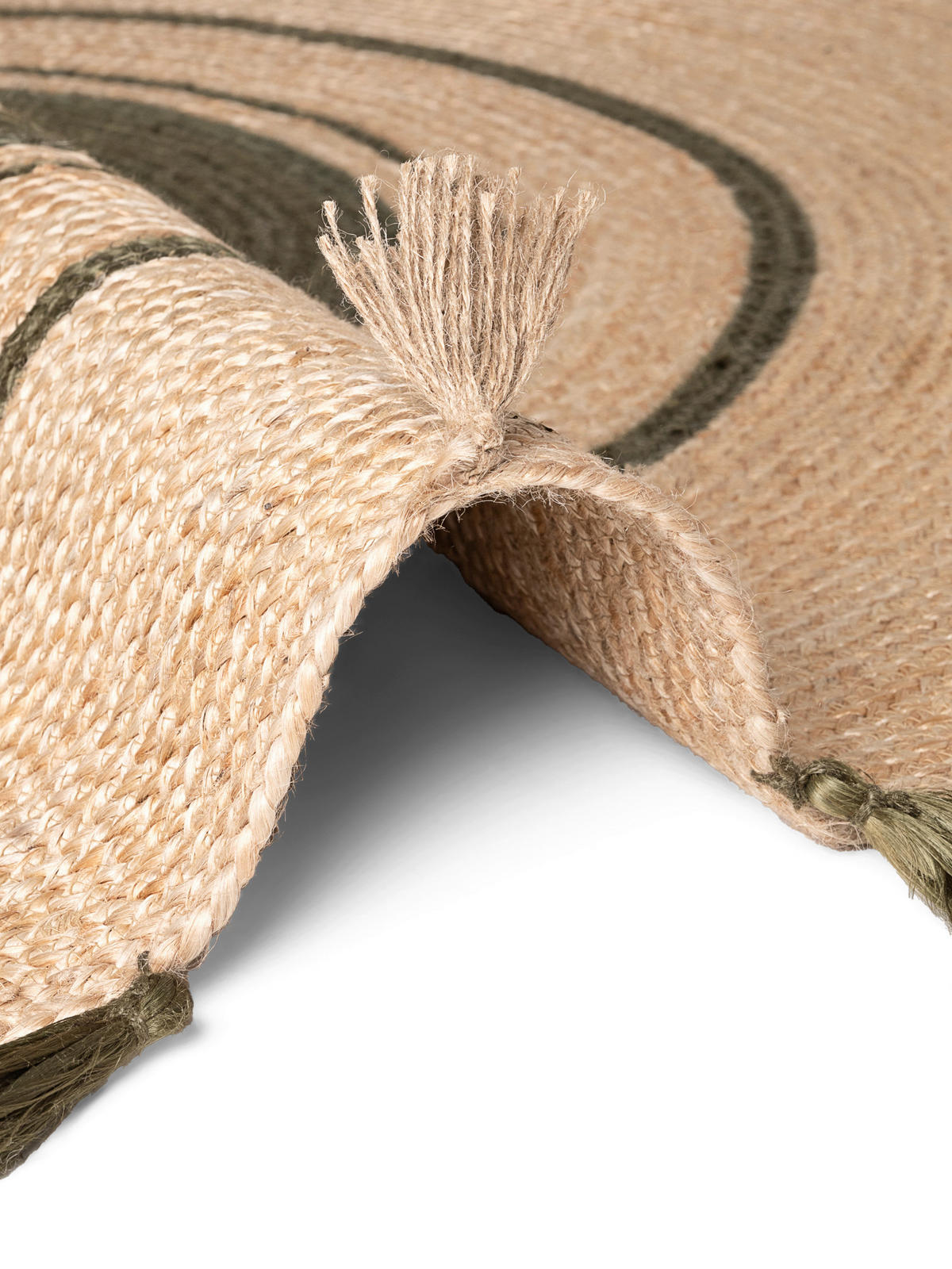 JUTETEPPICH 200 cm Jute Braided Braun, Dunkelgrün rund  - Dunkelgrün/Braun, Basics, Textil (200cm) - Hanse Home