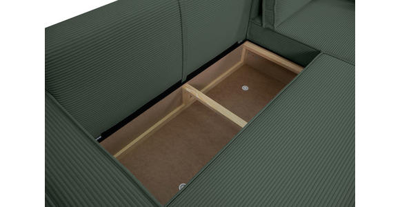 ECKSOFA inkl. Funktionen Dunkelgrün Cord  - Dunkelgrün/Schwarz, Design, Textil (267/141cm) - Xora