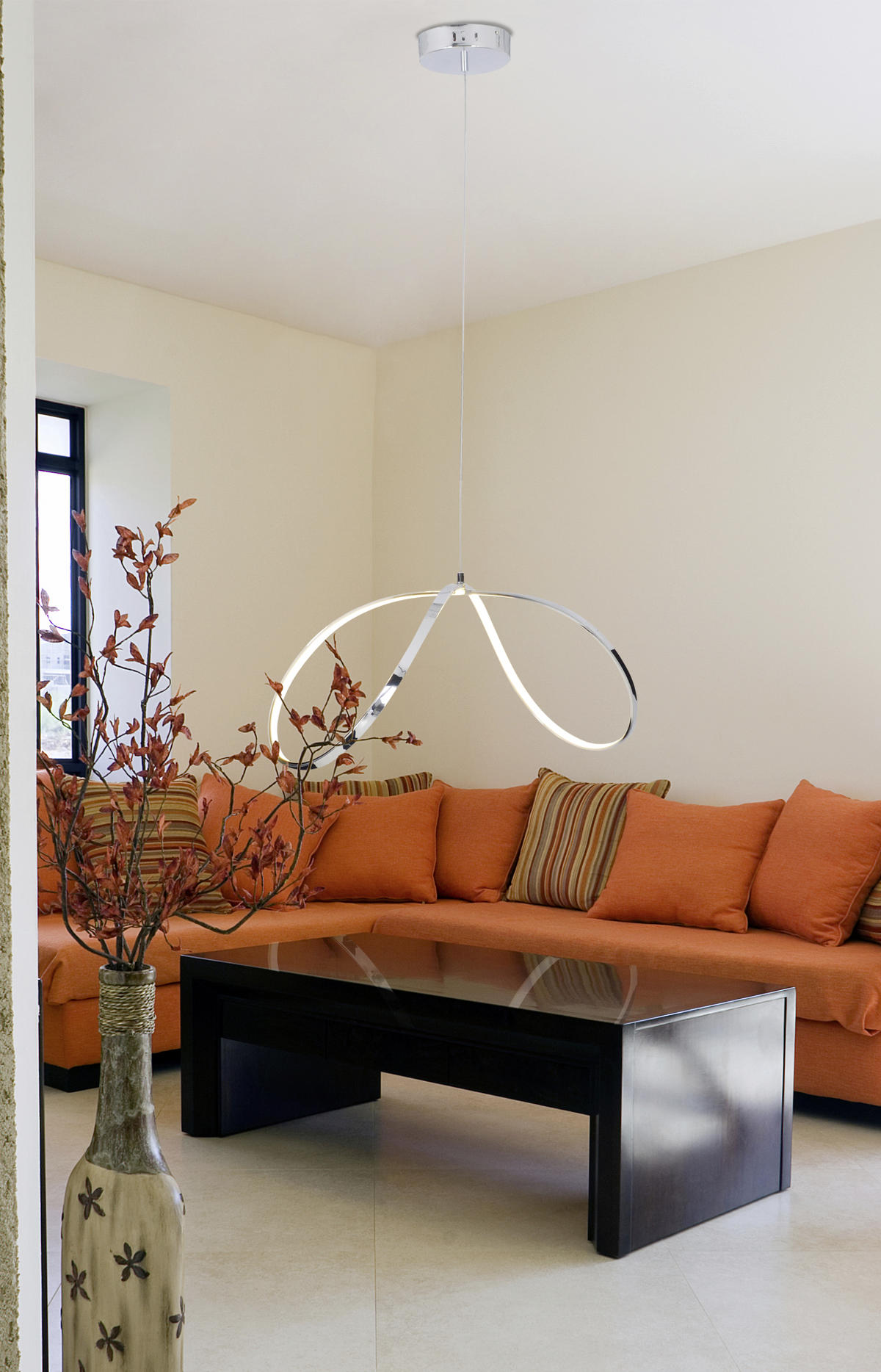 LED-HÄNGELEUCHTE LOOP LINE 72/32/120 cm   - Chromfarben, Design, Metall (72/32/120cm) - Näve