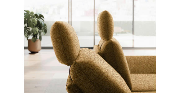 ECKSOFA  in Flachgewebe Currygelb Rücken echt, Armteilverstellung, Drehsitzfunktion  234/155 cm  - Currygelb/Schwarz, Design, Textil/Metall (234/155cm) - Dieter Knoll