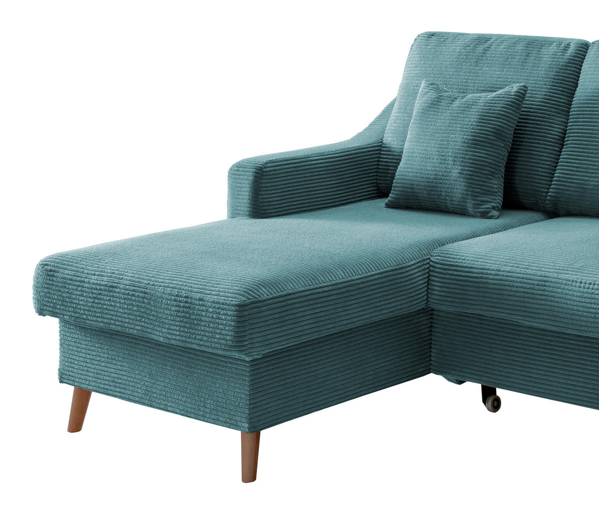 ECKSOFA in Cord Petrol  - Petrol/Naturfarben, Design, Holz/Textil (150/228cm) - P & B