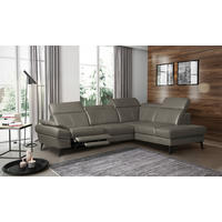 ECKSOFA Lederlook Echtleder Schlammfarben  - Schlammfarben/Schwarz, Design, Leder/Textil (264/211cm) - Livetastic