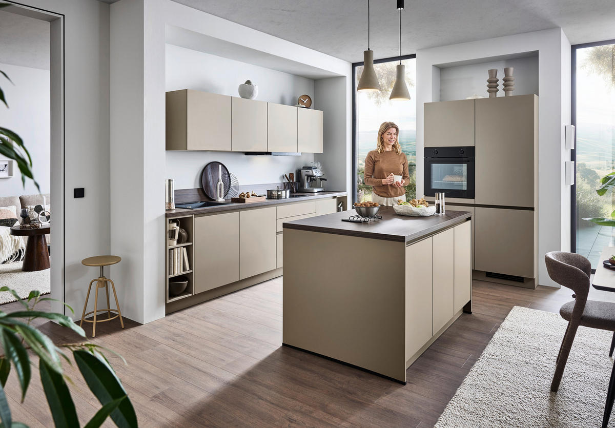 EINBAUKÜCHE   - Creme, KONVENTIONELL, Holzwerkstoff - Welnova