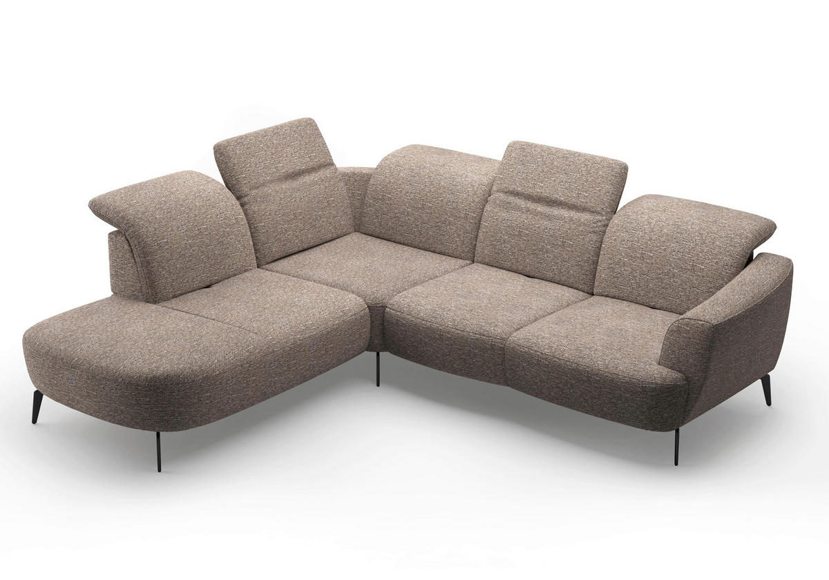 ECKSOFA in Chenille Cappuccino  - Schwarz/Cappuccino, Konventionell, Textil/Metall (267/300cm) - Sit & More