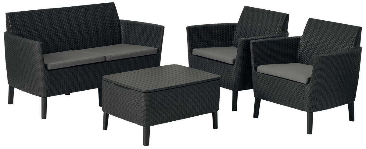 TERASOVÁ SEDACÍ SOUPRAVA, 8dílné, plast, textil - šedá/barvy grafitu, Design, textil/plast (133/76/67cm) - Ambia Garden