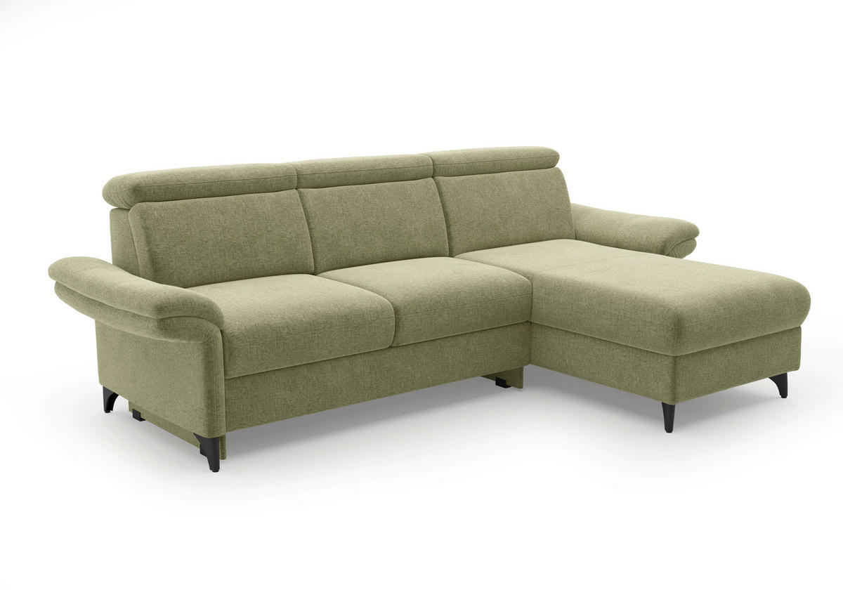 ECKSOFA GLENDALE E in Flachgewebe Hellgrün  253/166 cm  - Schwarz/Hellgrün, KONVENTIONELL, Textil/Metall (253/166cm) - Sit & More