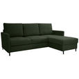 ECKSOFA in Chenille Dunkelgrün  - Dunkelgrün/Schwarz, KONVENTIONELL, Holz/Textil (159/221cm) - Carryhome