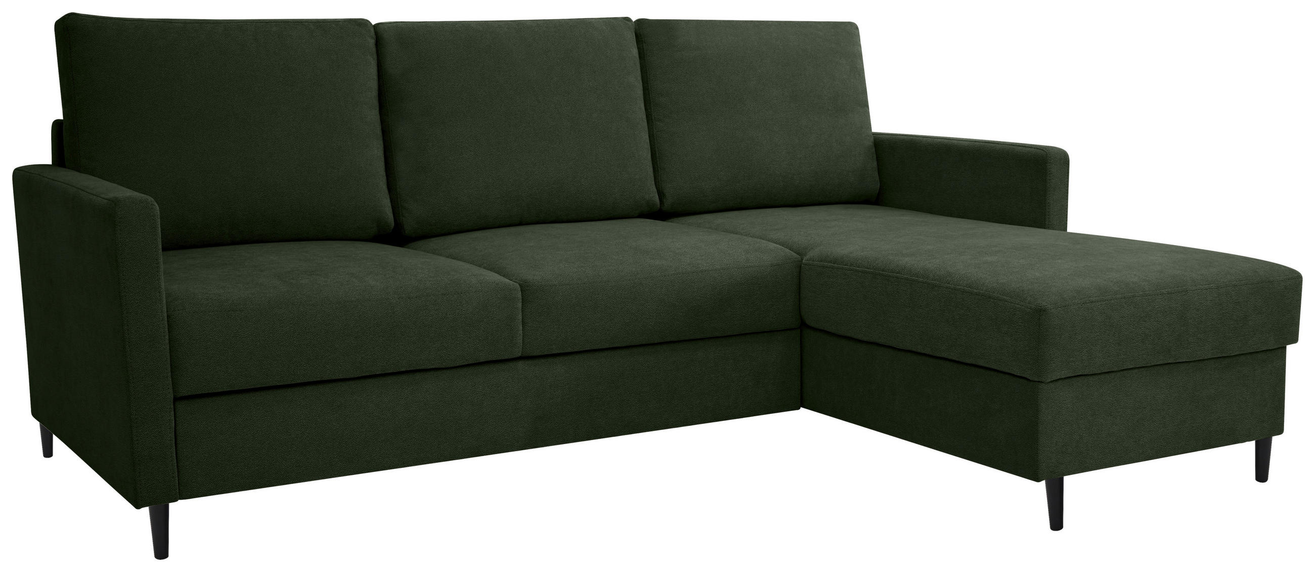 ECKSOFA Dunkelgrün Chenille  - Dunkelgrün/Schwarz, KONVENTIONELL, Holz/Textil (159/221cm) - Carryhome