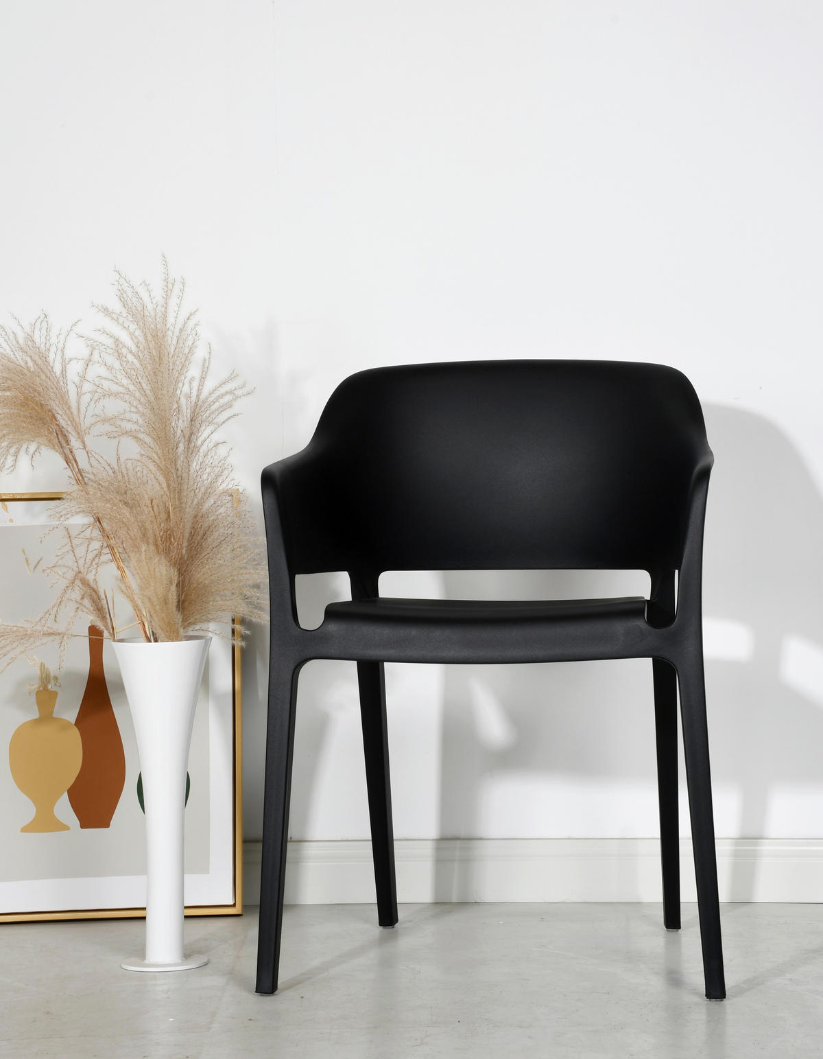 GARTENSTUHL-SET Kunststoff Schwarz  - Schwarz, MODERN, Kunststoff (54,5/77,5/55cm) - Gardenson