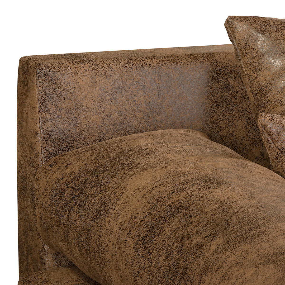 ECKSOFA Naomi in Lederlook Braun Rückenkissen  284/243 cm  - Schwarz/Braun, Design, Kunststoff/Textil (284/243cm) - P & B