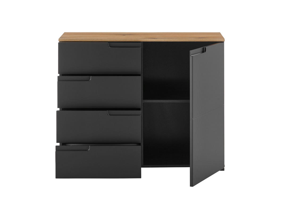 KOMMODE  in 100/80/40 cm  - Eichefarben/Schwarz, Design, Holzwerkstoff/Kunststoff (100/80/40cm) - home24