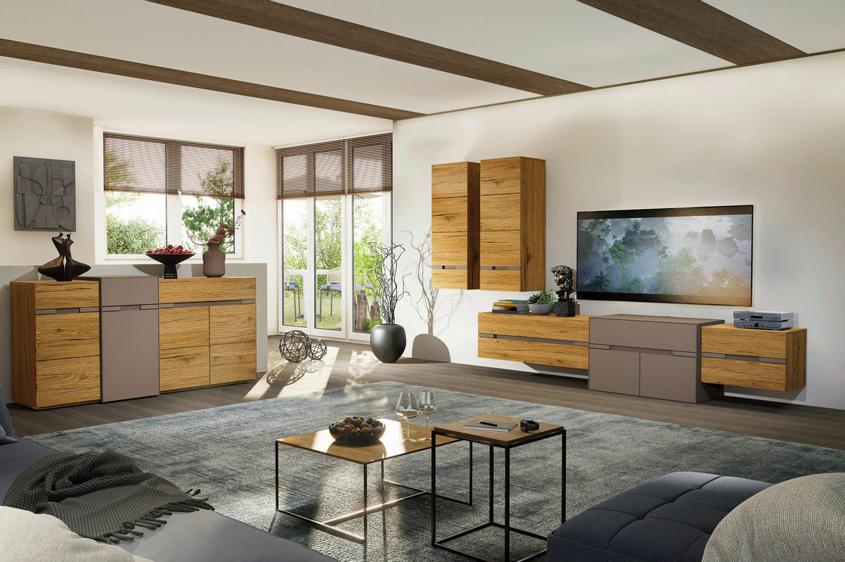 WOHNWAND  Taupe, Wildeiche 330/193/47 cm  - Taupe/Wildeiche, Design, Holz/Holzwerkstoff (330/193/47cm) - Novel