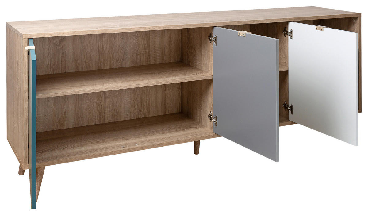 SIDEBOARD  in 180/71/40 cm  - Eichefarben/Petrol, Trend, Holzwerkstoff (180/71/40cm) - MID.YOU